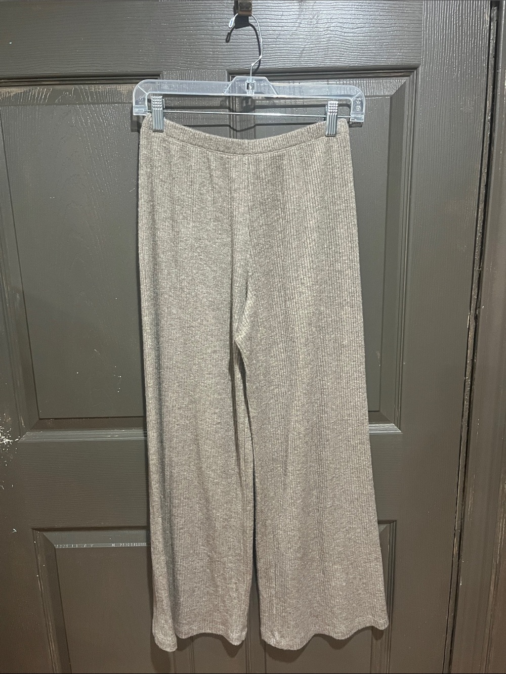 Double Zero Ribbed Knit Wide-Leg Pants - Taupe